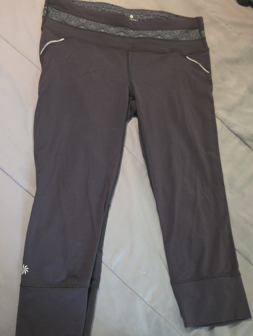 Athleta Black Capri Leggings with Reflective Accent